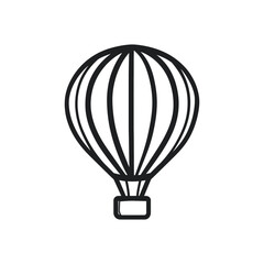 Obraz premium Black Outline Hot Air Balloon on White, Flat Illustration, Isolated Icon