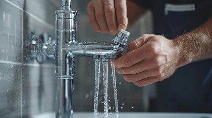 Plumber installing a shower system in a luxury bathroom. Featuring plumbing and luxury bathroom design