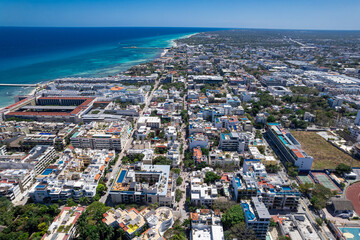 Fototapeta premium Aerial View of Playa del Carmen on a Sunny Day
