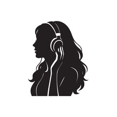 silhouette of a woman listening music
