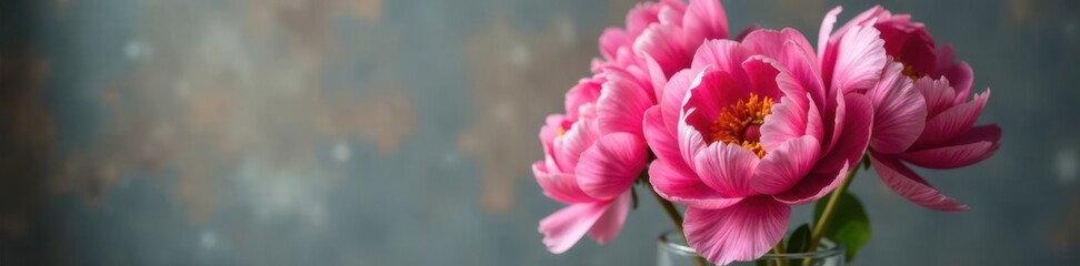 Pink peony flowers in a vase , flower, vase