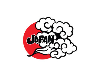 japan text for japanese event with clud and red