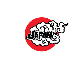 japan text for japanese event with clud and red