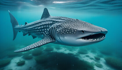 Naklejka premium under water shark ocean