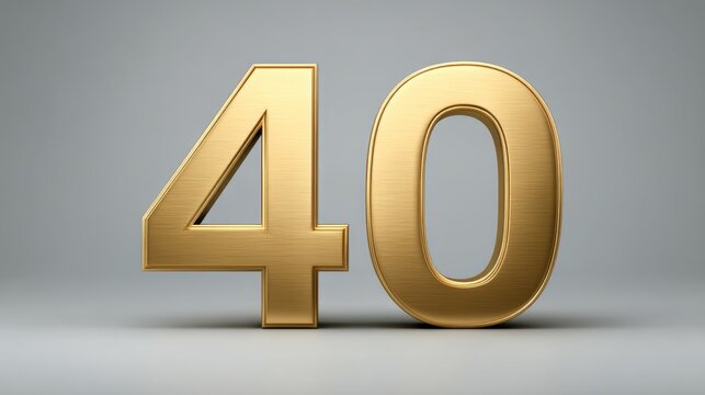 Golden Number 40 on a Subtle Gray Background