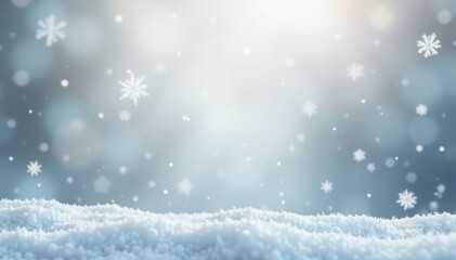 Naklejka premium Snowflakes gently falling on a soft grey background, frozen, abstract