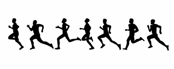 silhouettes of people running