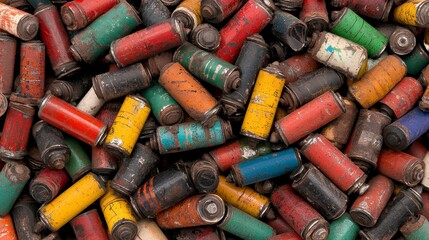 Pile of Dirty and Worn Cylindrical Objects
