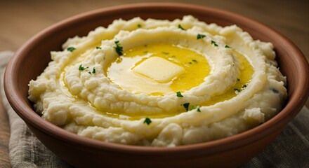 Mashed Potatoes with Butter in Bowl Homemade Meal