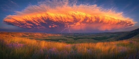 Obraz premium Breathtaking Sunset Over Rolling Hills