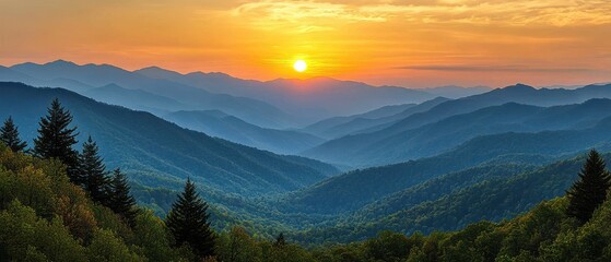 Breathtaking Sunset Over Mountain Range