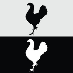Hen logo silhouette design in black and white
