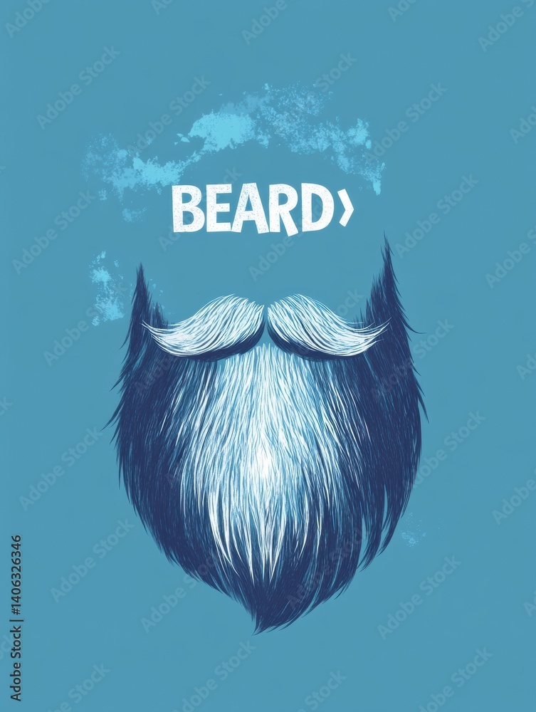Poster typography design creatively incorporates the word beard, transforming it into a beard shape with in