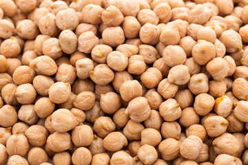 Cicer arietinum - Heap of dried organic chickpeas.