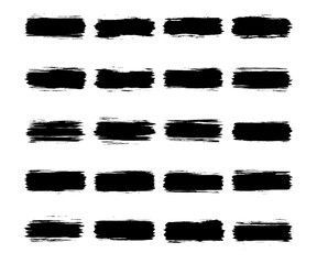 paint brush stroke grunge brush organic texture horizontal shapes collection isolated on white