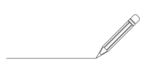 Pencil single continuous line drawing vector illustration