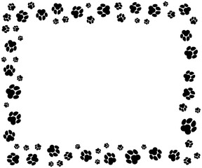 Rectangular frame with pet paw dog footprint pattern minimalist illustration