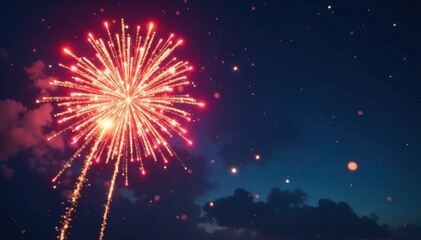 Fototapeta premium Sparkling fireworks exploding in the sky with vibrant colors and patterns, , colorful