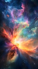 Colorful Cosmic Nebula in Deep Space