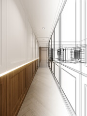 3d rendering  of interior corridor