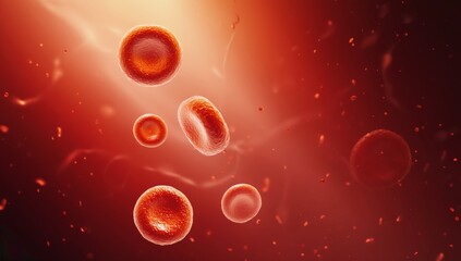 3d rendering of red blood cells in motion inside human bloodstream, medical illustration showing oxygen transport, circulatory system, anatomy, and health science in detailed biological visualization.
