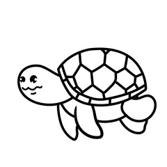 Obraz premium Outline Turtle cartoon character kawaii sticker doodle collection, turtle outline coloring page or book animals for kindergarten, Vector line art set of animals wildlife.