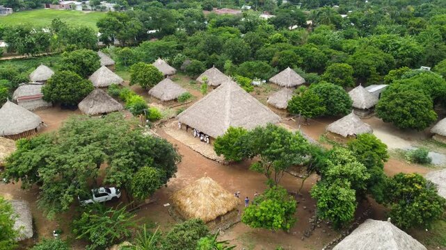 Drone Journey Around Maloka in Sierra Nevada de Santa Marta National Park. Embark on a spectacular aerial journey around a traditional Maloka in the heart of Sierra Nevada de Santa Marta National Park