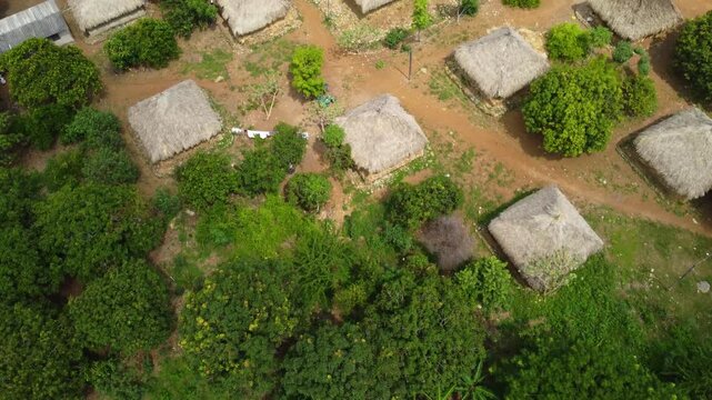 Drone Journey Around Maloka in Sierra Nevada de Santa Marta National Park. Embark on a spectacular aerial journey around a traditional Maloka in the heart of Sierra Nevada de Santa Marta National Park