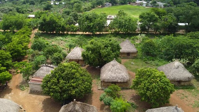 Drone Journey Around Maloka in Sierra Nevada de Santa Marta National Park. Embark on a spectacular aerial journey around a traditional Maloka in the heart of Sierra Nevada de Santa Marta National Park