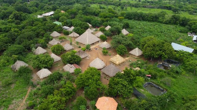 Drone Journey Around Maloka in Sierra Nevada de Santa Marta National Park. Embark on a spectacular aerial journey around a traditional Maloka in the heart of Sierra Nevada de Santa Marta National Park