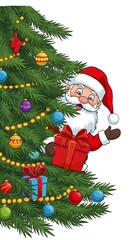 Fototapeta premium Santa Claus with Christmas tree