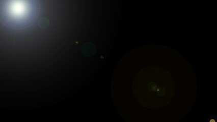 lens flare light illustration on black background.