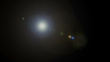 lens flare light illustration on black background.