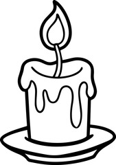 candle with melting wax outline coloring book page line art vector illustration