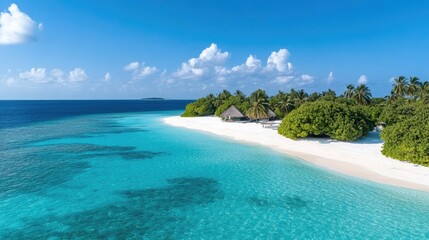 Fototapeta premium Tropical beach azure sea turquoise waters coastline paradise