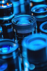 Blue Lenses: A Close-Up of Photography Equipment