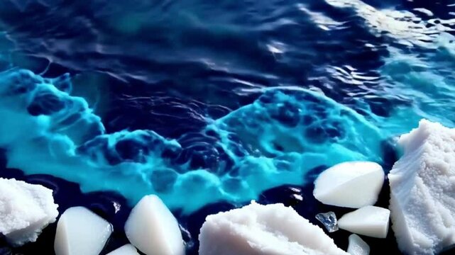 Fluorescent blue lava ocean waves