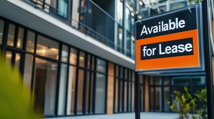 Obraz premium Modern building with an Available for Lease sign indicates property opportunities