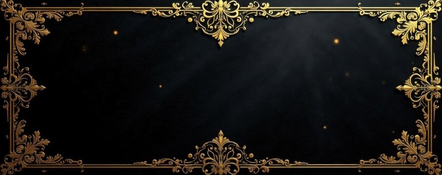 Opulent black background with intricate gold patterns and ornate details , shimmering, VIP, luxury