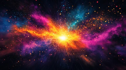 Obraz premium Vibrant Cosmic Explosion with Stars and Nebula in Deep Space