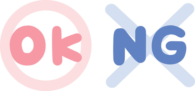 OKとNGのかわいい手書きのマーク(ベクター)