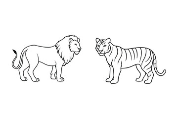 vector illustration of a lion and tiger art