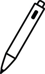Black and white ballpoint pen icon for minimalist stationery design