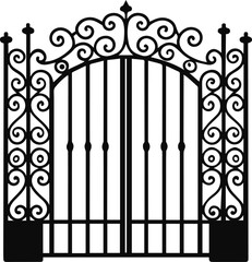 wrought iron gate silhouette vector illustration