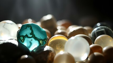 amber necklace on black background