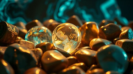 close up of a blue glass beads