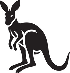 Black silhouette vector of kangaroo