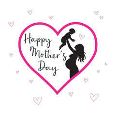 Mother and Child Heart Art. Happy Mother`s Day Greeting Card. Love Heart Design. Mom with Love Design. Happy Mother's Day 2025. Greeting Card, Vector, illustration, banner, poster, flyer, clip art.
