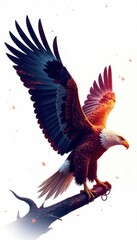 Obraz premium Silhouette of a majestic eagle on white background, wing, silhouette