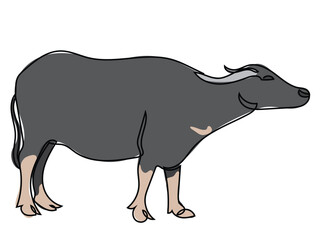 Buffalo is in a continuous line drawing style on a white background.